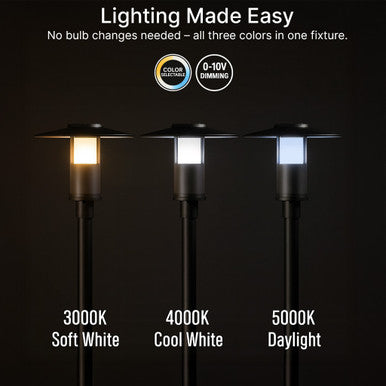 Indirect LED Post Light - Watt Selectable 40W/30W/20W/12W - Color Selectable 30K/40K/50K - 120-277V - 0-10V Dimmable - Black Finish