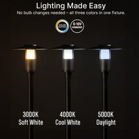 Indirect LED Post Light - Watt Selectable 40W/30W/20W/12W - Color Selectable 30K/40K/50K - 120-277V - 0-10V Dimmable - Black Finish