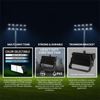 High Output LED Stadium Light - 1200W - 200-480 Volts - Color Selectable 40K/50K/57K -180000 Lumen - Yoke Mount - Black Finish