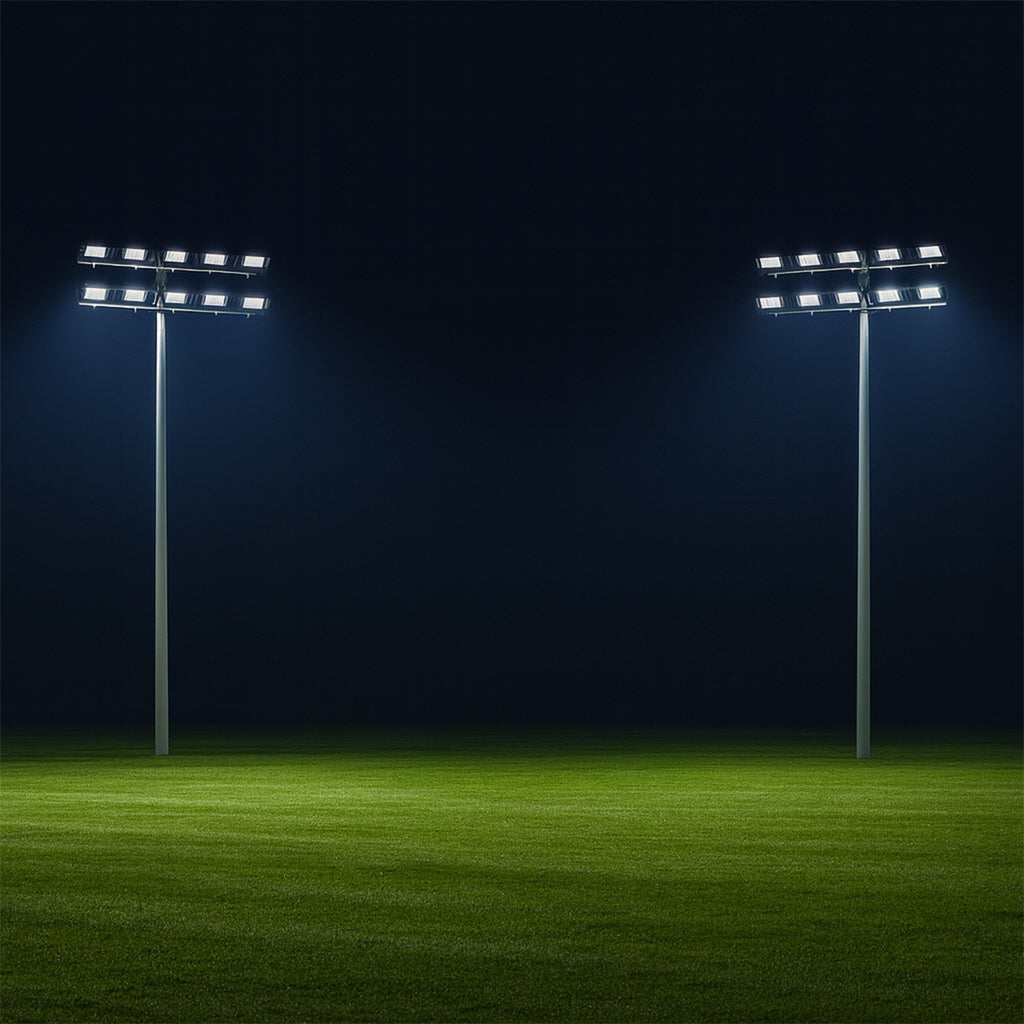 High Output LED Stadium Light - 1200W - 200-480 Volts - Color Selectable 40K/50K/57K -180000 Lumen - Yoke Mount - Black Finish