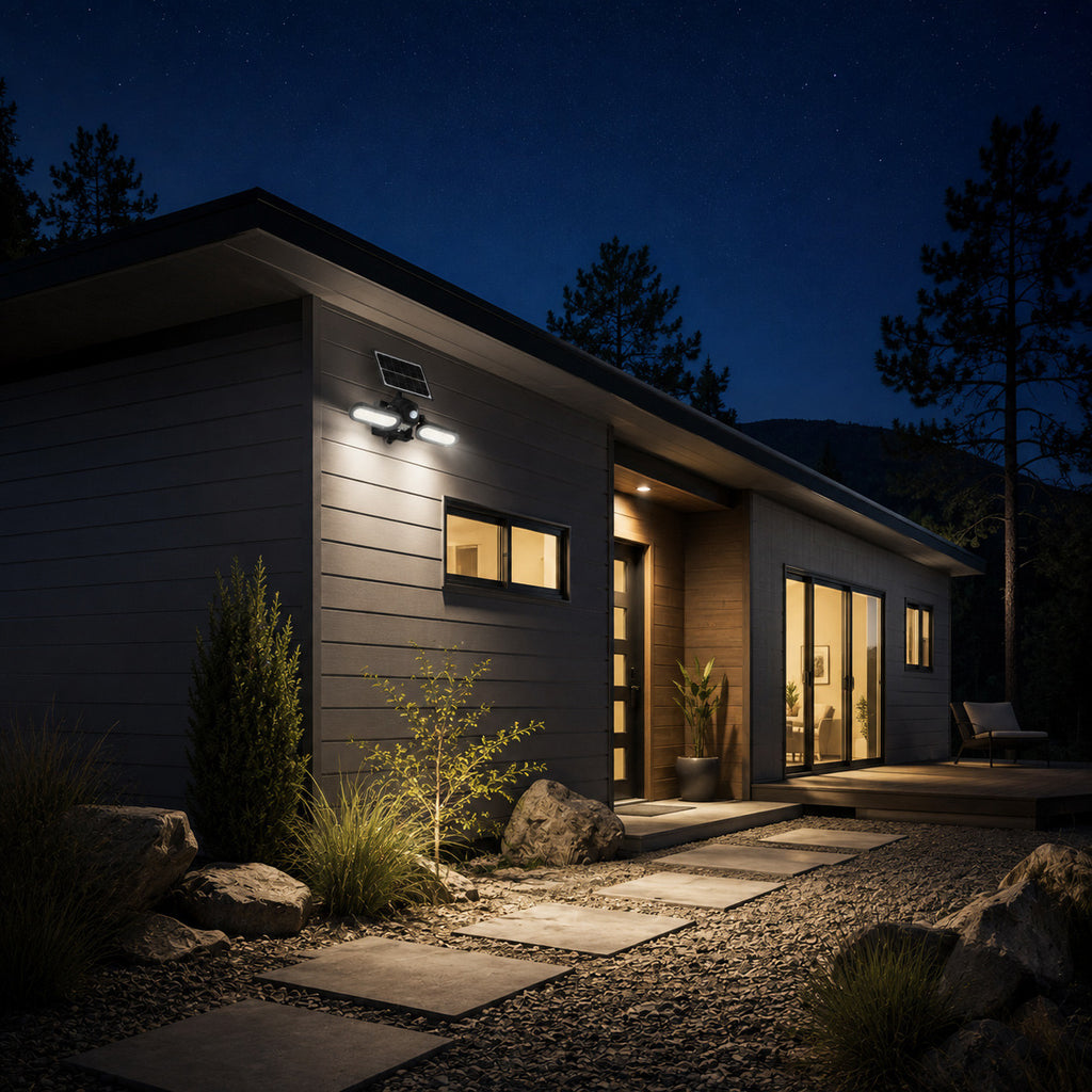 LED Solar Wall Lights - 15 Watt - 6000K Daylight Deluxe - Black Finish