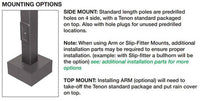 20 Foot Square Pole For Surface Mount - Steel With Bronze Finish - 4 Inch Diameter With 2.5 Inch Tenon Adapter