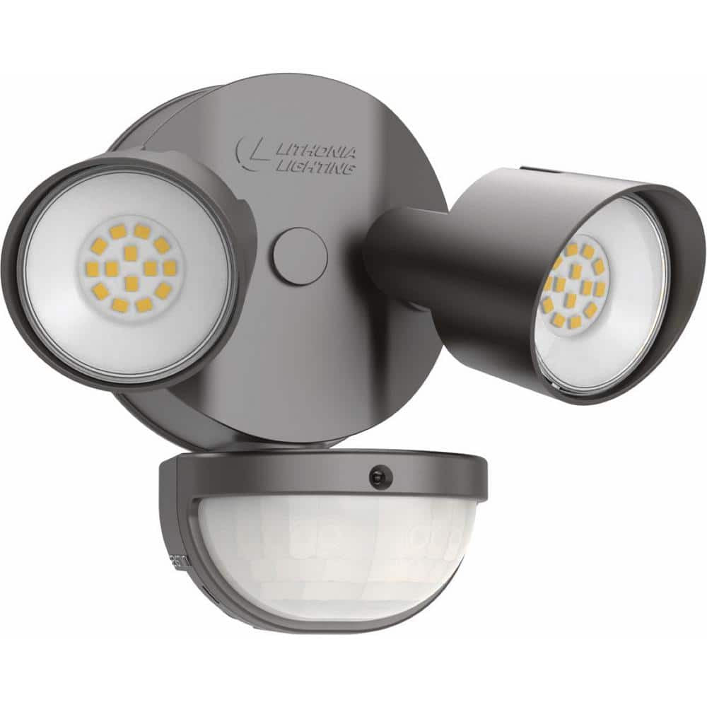 LED Residential Security Floodlights,LED,2 round heads,4000K,120V,Dark bronze finish