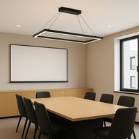 Suspended Frame LED Pendant - 4x1 Foot - Multi Watt Selectable 40/50/60 Watts - Color Temperature Selectable 30/35/40K - 120-277V - Black Finish