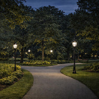 LED Designer Post Light - Small - Selectable 100/80/60 Watt - 11000 Max Lumens - Color Selectable 30K/40K/50K - 120-277V - Black - Fits Up to 3 Inch Pole Top