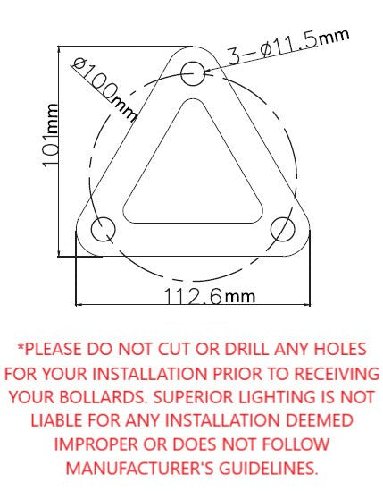 LED Bollard Light with Cone Reflector and Dome Head - Watt Selectable 13/18/23W - Color Selectable 30K/40K/50K - Black Finish