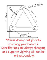 LED Bollard Light with Cone Reflector and Flat Head - Watt Selectable 13/18/23W - Color Selectable 30K/40K/50K - Black Finish