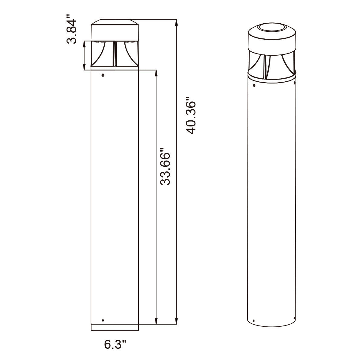 LED Bollard Lights - For Commercial Driveways and Parking Lots - Lens Free Split Cone Head - 24/19/14W - 3000 Max Lumens - Color Selectable 30K, 40K, 50K - Bronze Finish