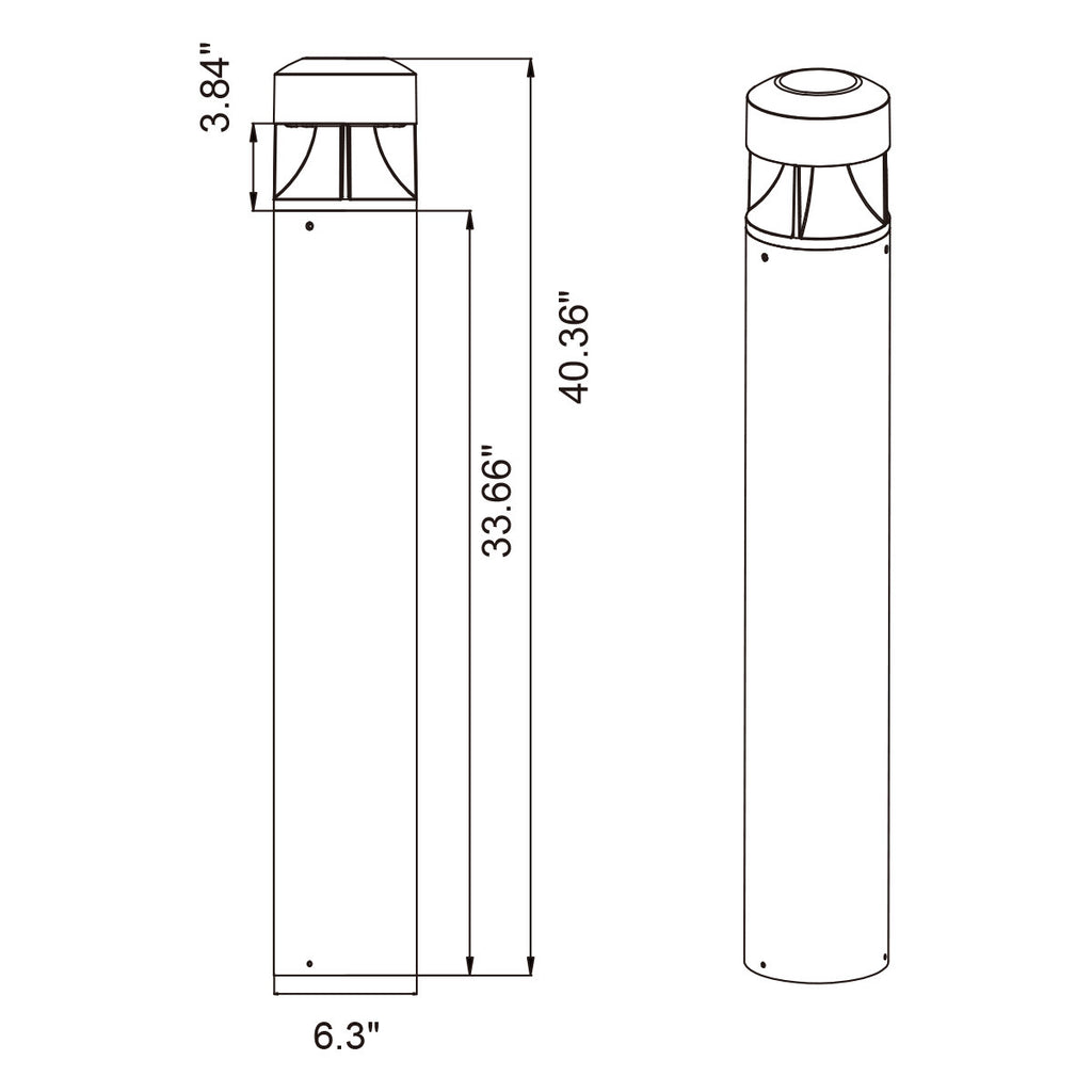 LED Bollard Lights - For Commercial Driveways and Parking Lots - Lens Free Split Cone Head - 24/19/14W - 3000 Max Lumens - Color Selectable 30K, 40K, 50K - Bronze Finish
