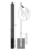 15 Foot Square Pole For Direct Burial - Steel With Bronze Finish - 4 Inch Diameter With 2.5 Inch Tenon Adapter