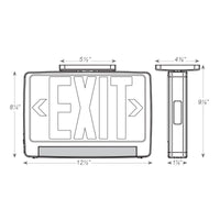 Standard Light Pipe LED Exit & Emergency Combo - Green Lettering with Black Housing Color - With 90 Minute Battery Back-Up