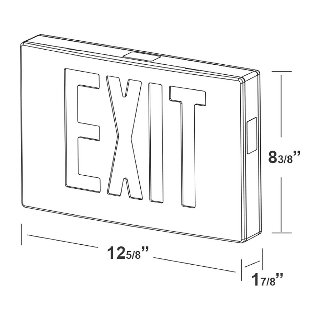 LED Die-Cast Aluminum Exit Sign White Housing with Red Lettering - With Battery Back-Up