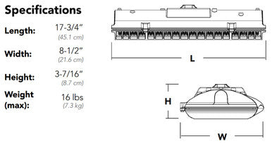 D-Series surface canopy, LED, Up to 8070 Lumens, 700mA driver, 4000K, Type V Wide, 120-277V, Surface mount, Motion/ambient sensor <15FT; photocontrol set at 3 FC; dims to 3V, White,  super durable