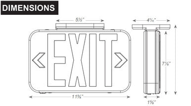 Compact Black Plastic LED Exit Sign With Selectable Red/Green Lettering - With No Battery