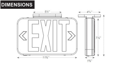 Compact White Plastic LED Exit Sign With Selectable Red/Green Lettering - With No Battery