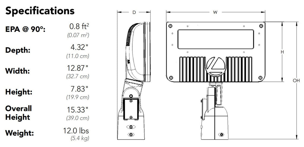 D-Series Size 2 LED Flood Luminaire, LED, Up to 10570 lumens, 4000K, 70CRI, Medium flood, 120-277V, Integral Slipfitter, Dark bronze finish,  super durable