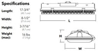 D-Series surface canopy, LED, Up to 8070 Lumens, 530mA driver, 5000K, Type V Wide, 120-277V, Surface mount, White,  super durable