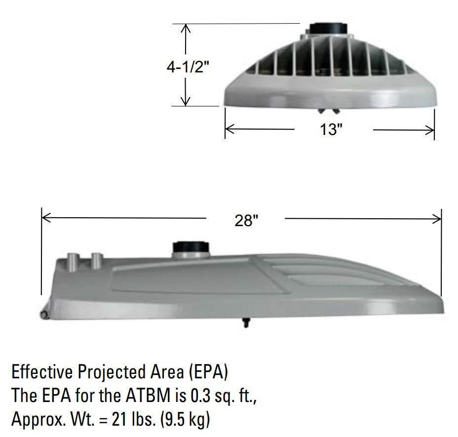 Autobahn M Cobra Street Light ,190W, 21,500 Lumens nominal,120-277V,Roadway Type II,3000K, NEMA label, Photocell