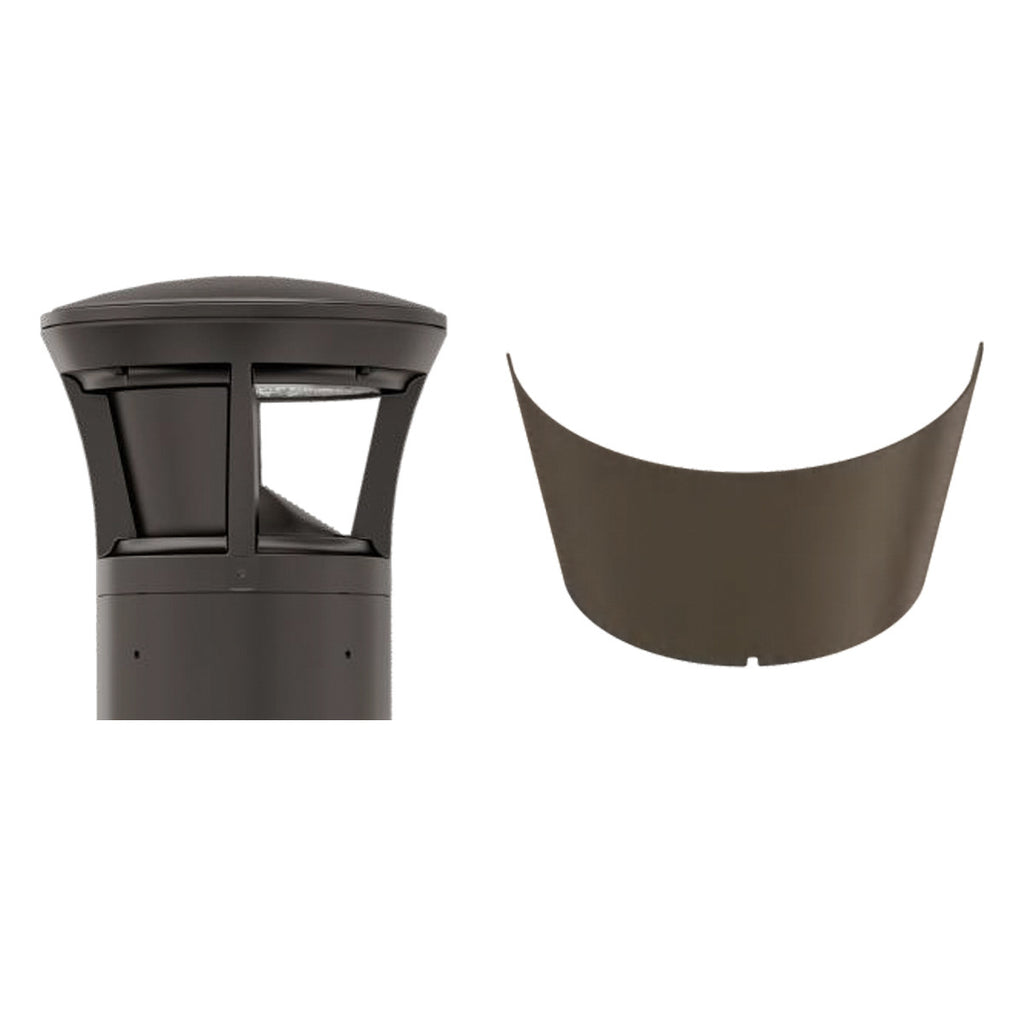 Turtle Friendly Amber LED Bollard With Glare Shield - Dome Top - Selectable 24/15/12 Watt - 42 Inch - 120/277V - Bronze Finish