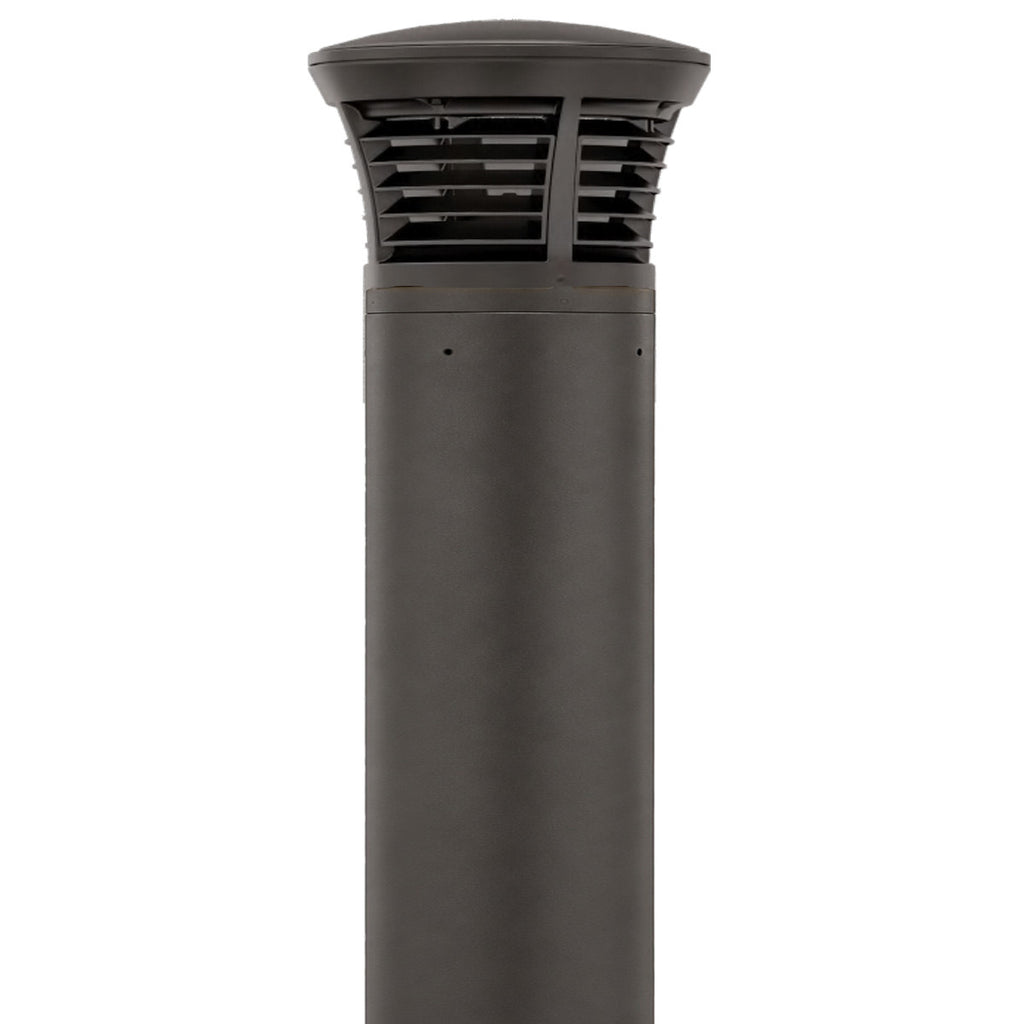 Turtle Friendly Amber LED Bollard With Louver - Dome Top - Selectable 24/15/12 Watt - 36 Inch - 120/277V - Bronze Finish