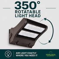 60 Watt LED Rotatable Wallpack - 8100 Lumens - 3000K Soft White - 120-277V - Bronze Finish