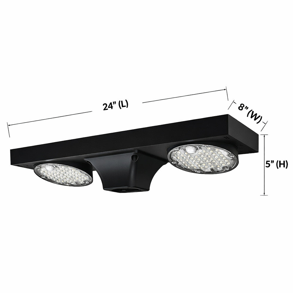 Solar LED Dual Head Post Top Light w/ Rotatable Lights - Dusk To Dawn - Remote Programmable - Extremely Bright - Commercial Grade - 40 Watt - 4800 Lumen Output - Warm White/Daylight Color Switchable