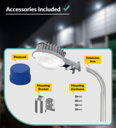 LED Dusk To Dawns - Commercial Outdoor Area Light With Photocell - Arm Mount Option Available - Choose Your Wattage