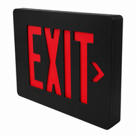 LED Exit and Emergency, Red, Single Face, Universal Mount, 120V, 220-240V, 2.6W, Black Housing, AC Only