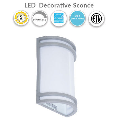LED Decorative Sconces - Contemporary Outdoor Wall Lights - Different Options for Size, Finish and a Photocell