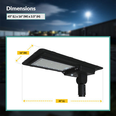 LED Solar Street Light - 80 Watt - 12000 Lumens - 6000K Daylight - Post Mount - with Programmable Motion Sensor - Black Finish