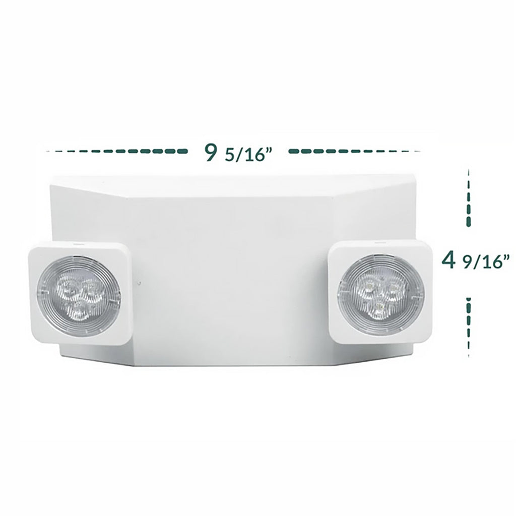 White LED Emergency Light - 1.5W LED Heads - 120-277V - Ceiling or Wall Mount