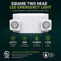 LED R16 Emergency Lights - Contemporary Safety Lights With 90 Minute Battery Back Up - Choose From White or Black Finish