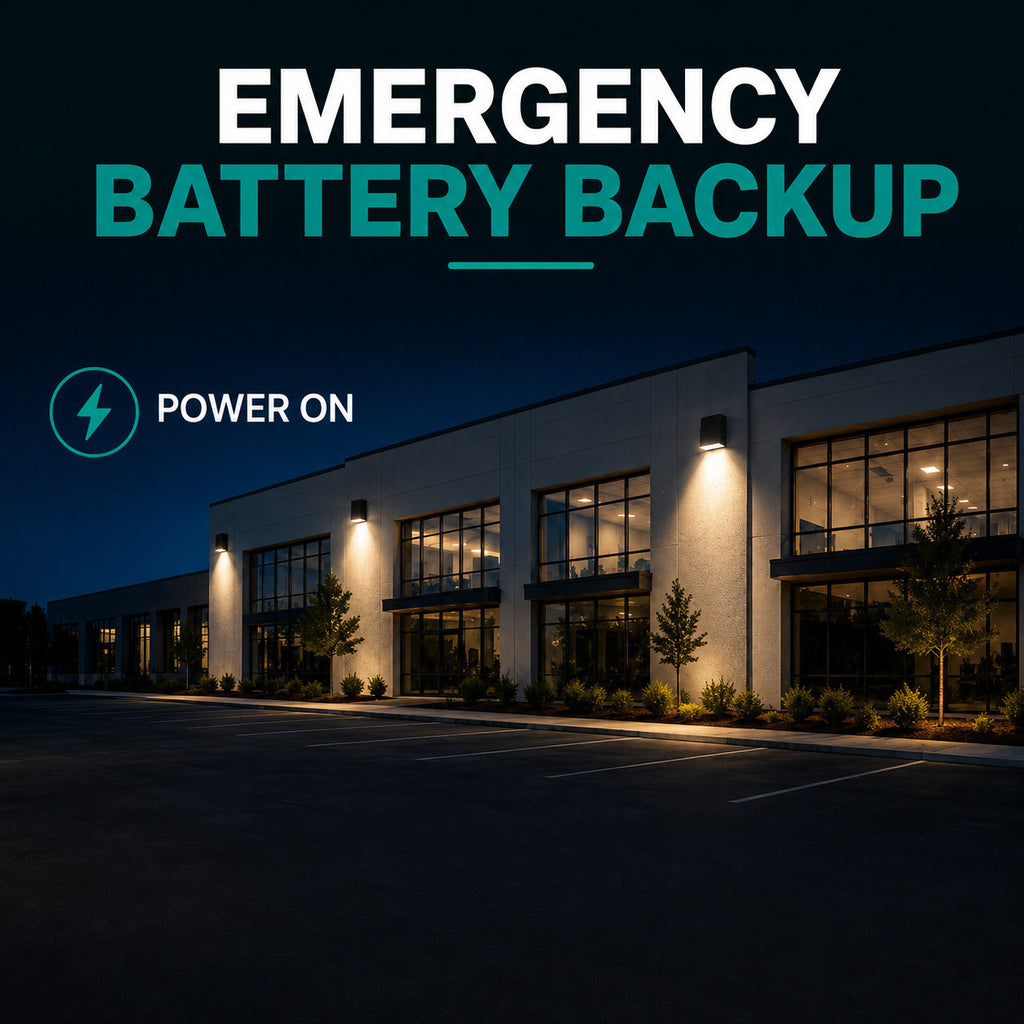 Slim Full Cut Off LED Wall Pack Fixture - 26 Watt - 5000K Daylight - 3800 Lumens - With Emergency Battery