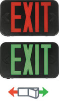 Thermoplastic Led Exit,  Red/Green Switchable, Black, Emergency,