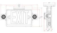 Reduced Profile Combo LED Exit Sign And Emergency Light - Choose White or Black Housing Color, with Red or Green Lettering - With 90 Minute Battery Back-Up