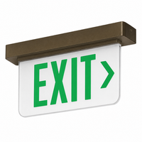 Dual-Lite LECDGRNE Ceiling Mount Architectural Edge-Lit LED Exit Sign, 120-277V, Double Face, Green Letters, Right Arrow, Satin Aluminum Finish, Emergency Operation