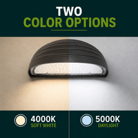 45 Watt LED Half Moon Wall Pack - 6300 Lumens - 4000K Cool Light - 120-277V - Bronze Finish - Photocell