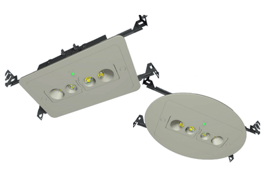 Recessed Emergency Downlight - Choose White or Black Finish With 90 Minute Battery Back-Up - Oval and rectangle trim plates included