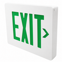 LED Exit and Emergency, Green, Single Face, Universal Mount, 120V, 220-240V, 2.1W, White Housing