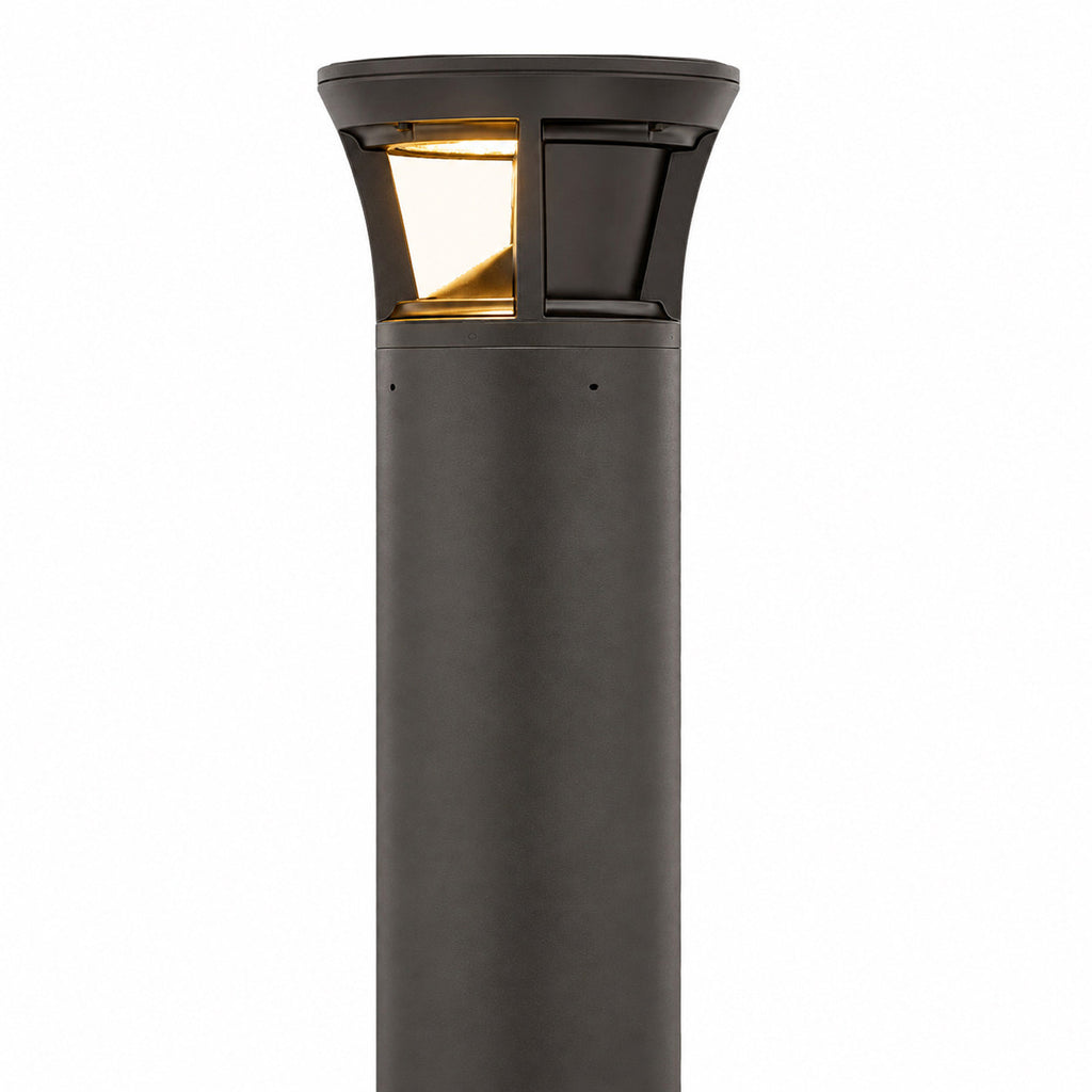 Turtle Friendly Amber LED Bollard With Glare Shield - Flat Top - Selectable 24/15/12 Watt - 24 Inch - 120/277V - Bronze Finish