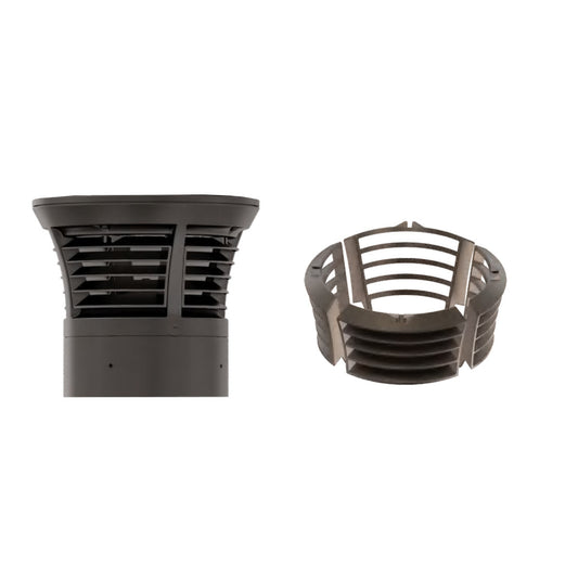 Turtle Friendly Amber LED Bollard With Louver - Flat Top - Selectable 24/15/12 Watt - 36 Inch - 120/277V - Bronze Finish