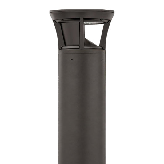 Turtle Friendly Amber LED Bollard With Glare Shield - Flat Top - Selectable 24/15/12 Watt - 24 Inch - 120/277V - Bronze Finish