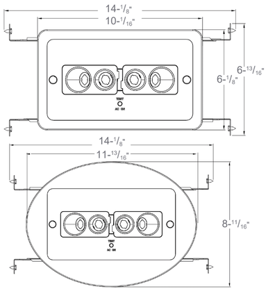 Recessed Emergency Downlight - Choose White or Black Finish With 90 Minute Battery Back-Up - Oval and rectangle trim plates included