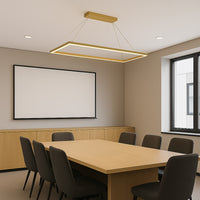 Suspended Frame LED Pendant - 4x1 Foot - Multi Watt Selectable 40/50/60 Watts - Color Temperature Selectable 30/35/40K - 120-277V - Gold Finish