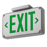 Wet location LED exit sign, Grey, Single face, Green