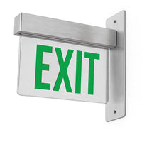 Lithonia Aluminum Edge-Lit Exit Sign, Double face, Green with mirror separator, Dual voltage, End mount, AC Only - NO Emergency Battery