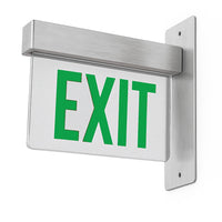 Lithonia Aluminum Edge-Lit Exit Sign, Double face, Green with mirror separator, Dual voltage, End mount, AC Only - NO Emergency Battery