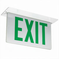 Lithonia Aluminum Edge-Lit Exit Sign, White, Double face, Green with mirror separator, Double face, Dual voltage, AC Only - NO Emergency Battery