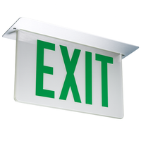 Lithonia Aluminum Edge-Lit Exit Sign, Single face, Green on clear, Dual voltage, Emergency Battery