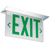 Lithonia Aluminum Edge-Lit Exit Sign, Double face, Green with mirror separator, Dual voltage, Emergency Battery